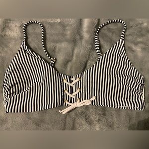 navy blue striped bikini top